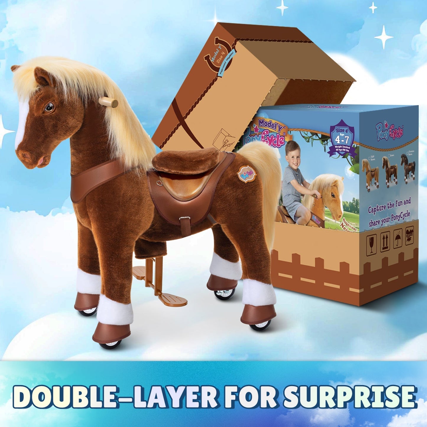 Brown Horse Model Y Ride on Toy - 4-7 Years