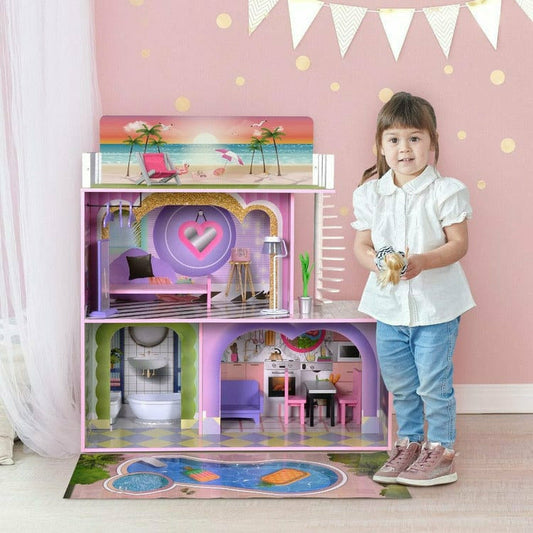 Kids Dreamland Sunset 3-Level Dollhouse Set for 12" Dolls