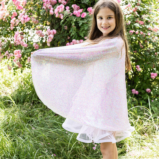 Pink Sequins Twirl Cape - Size 4-6 Years