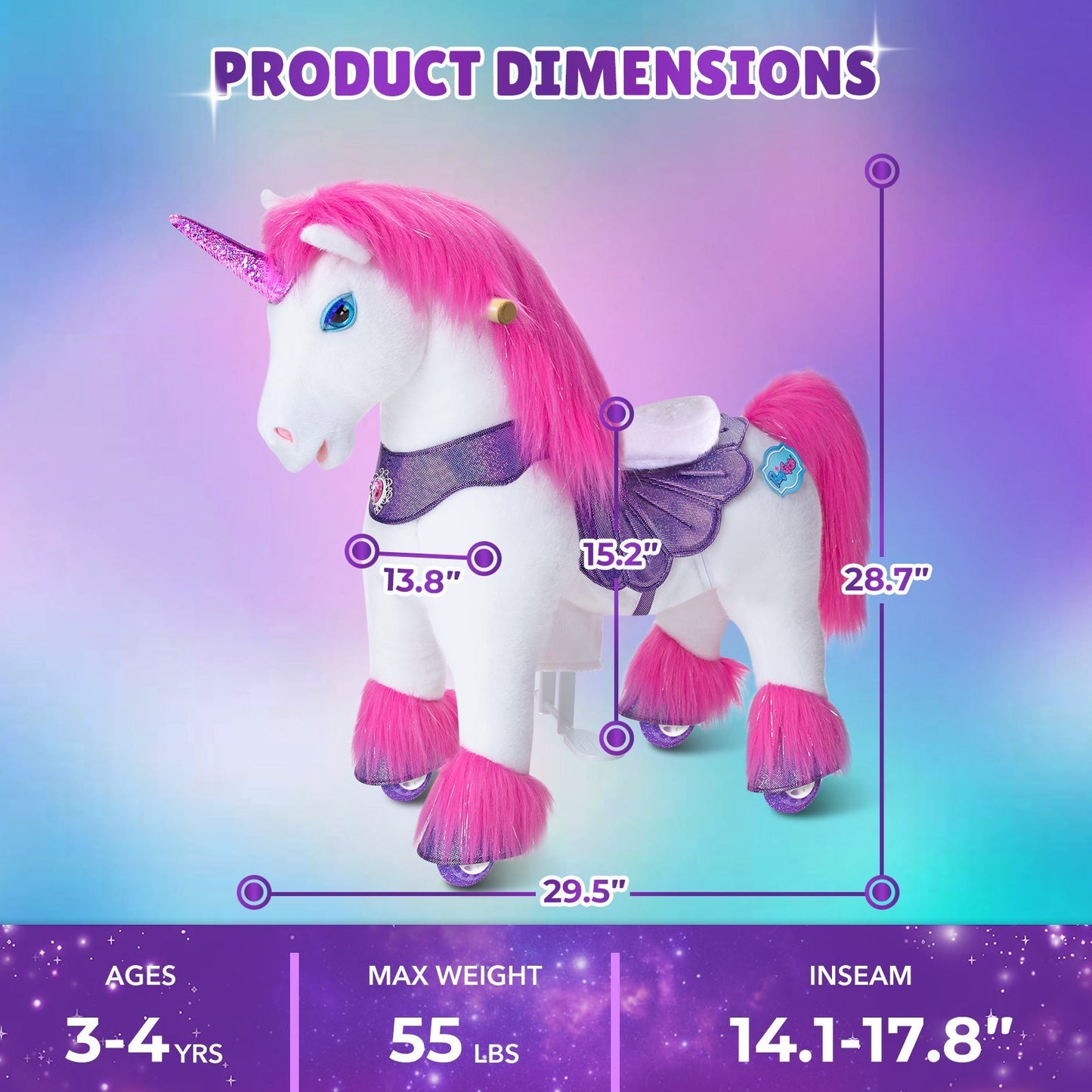 Pink Unicorn Model Y Ride on Toy - 3-4 Years