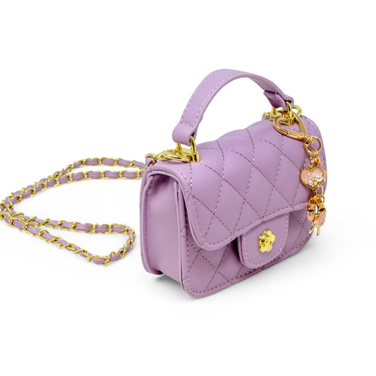 Tiny Quilted Ballet Charm Handbag - Purple