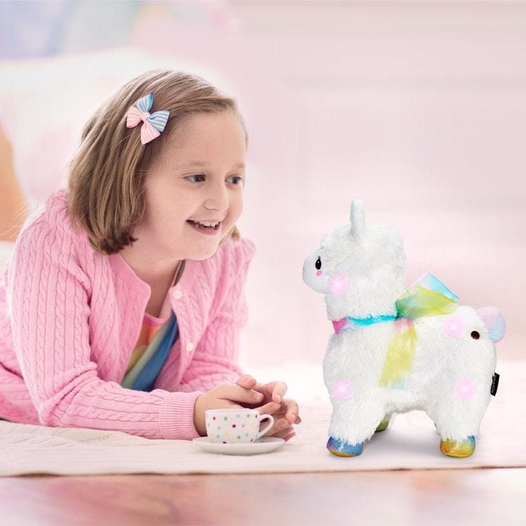 12" Glow Brights LED with Sound Alpaca Plush - Cream