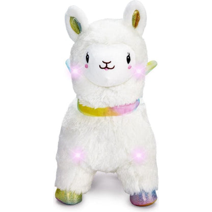 12" Glow Brights LED with Sound Alpaca Plush - Cream