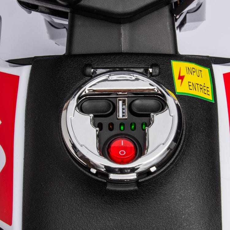 12V Aprilia Motorcycle 1 Seater Ride On for Kids - White