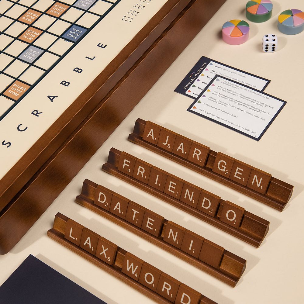 3-in-1 Premium Game Collection Scrabble Trivial Pursuit and Cribbage