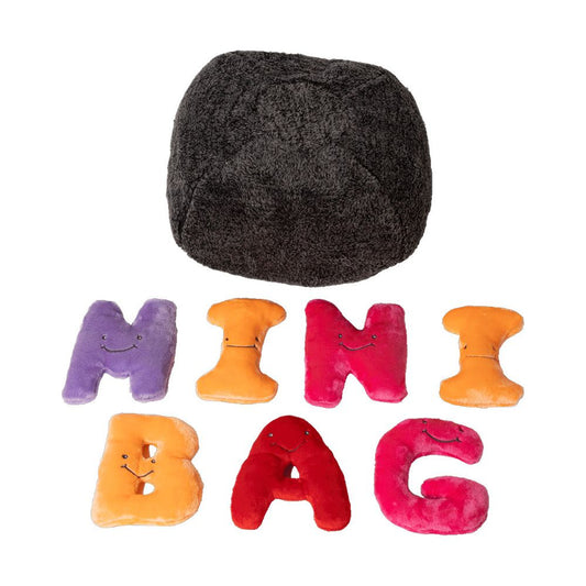 Alphabet Plush Mini Set - Rainbow Letters with Dark Grey Bag