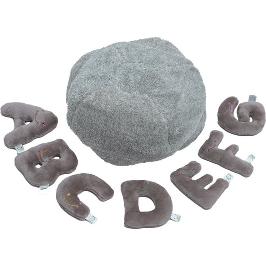 Alphabet Plush Mini Set - Rhino Grey Letters with Light Grey Bag