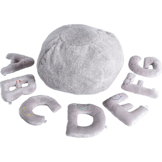 Alphabet Plush Set - Dove Grey Letters with Light Grey Bag