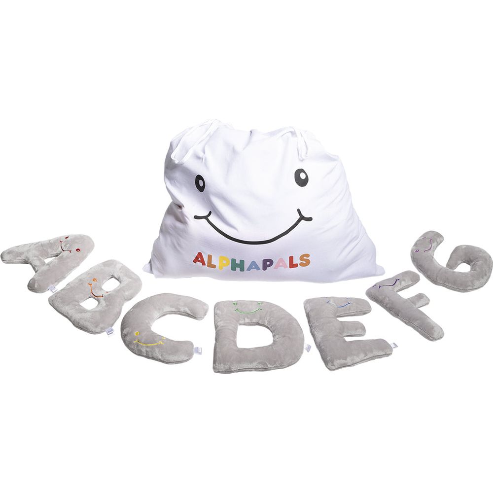 Alphabet Plush Set - Dove Grey Letters with White Drawstring Bag