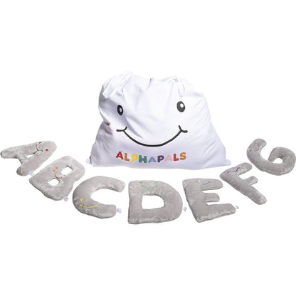 Alphabet Plush Set - Dove Grey Letters with White Drawstring Bag
