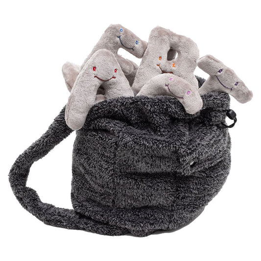 Alphabet Plush Set - Rhino Grey Letters with Dark Grey Backpack