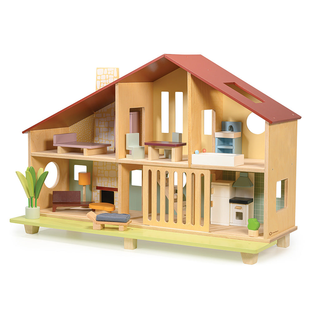 Cedar Chalet Dollhouse with Furniture