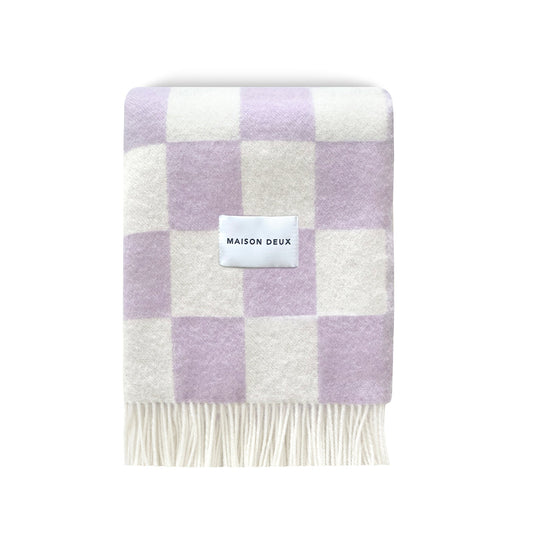 Checkerboard Blanket - Lilac/White