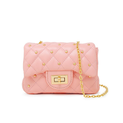 Classic Quilted Stud Handbag - Pink