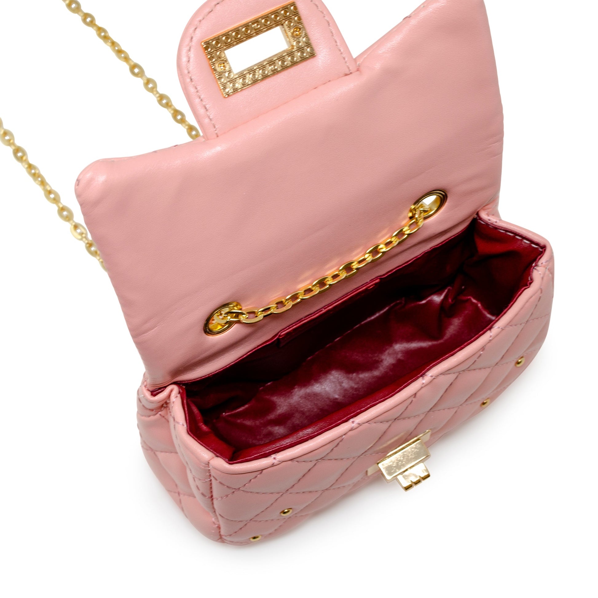 Classic Quilted Stud Handbag - Pink