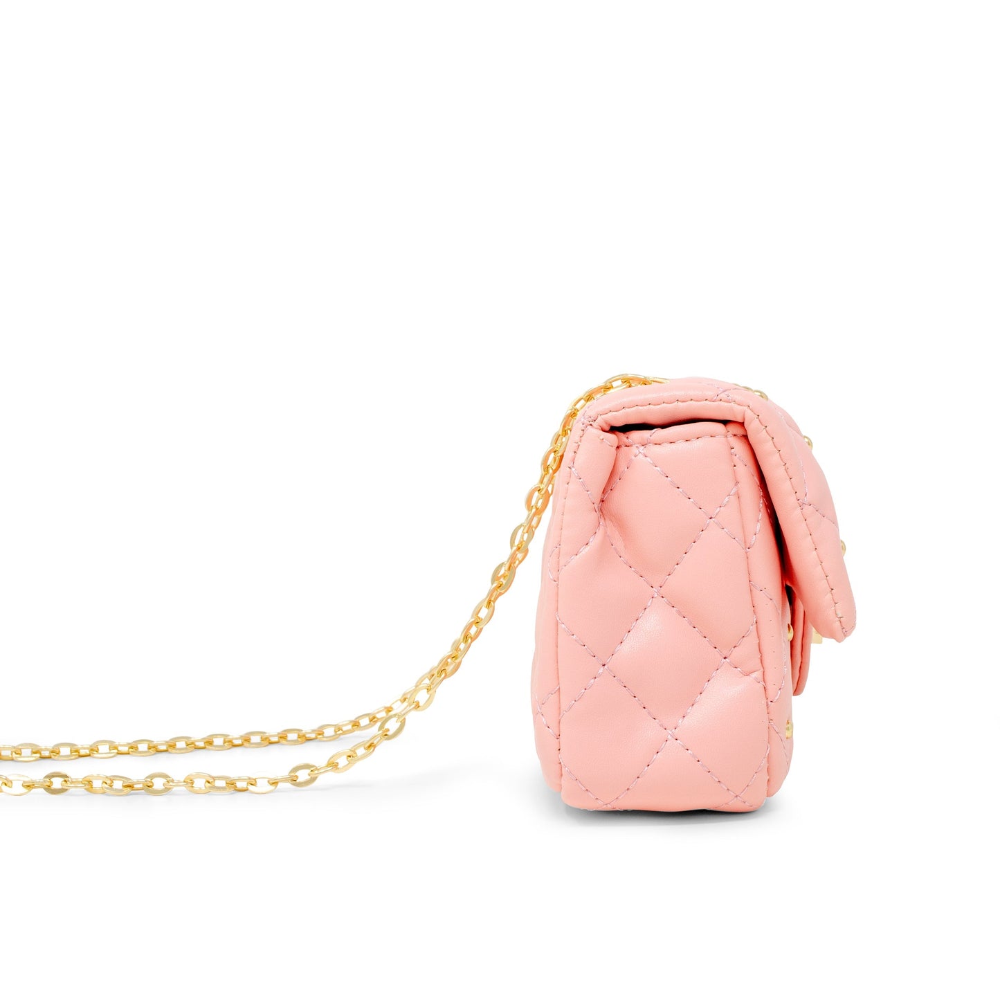 Classic Quilted Stud Handbag - Pink