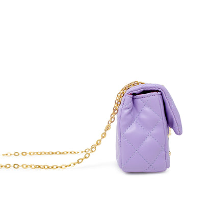 Classic Quilted Stud Handbag - Purple