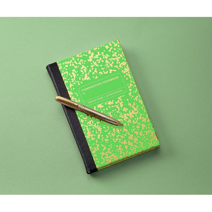 Composition Notebook in Neon Green/Gold Leather