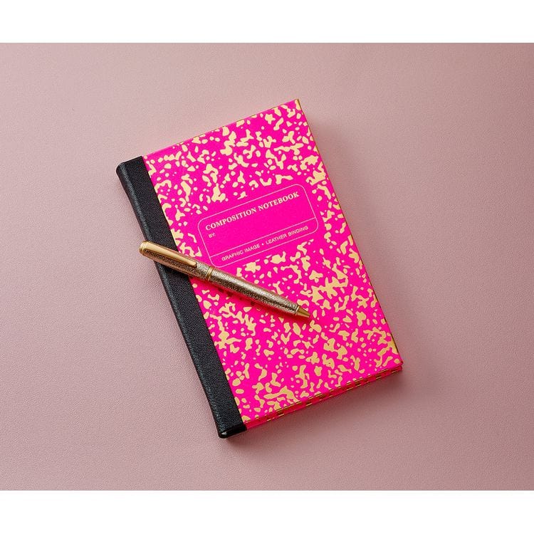 Composition Notebook in Neon Pink/Gold Leather