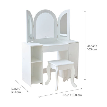 Deluxe Glow Wooden Vanity Desk with LED Lights & Cork Panels