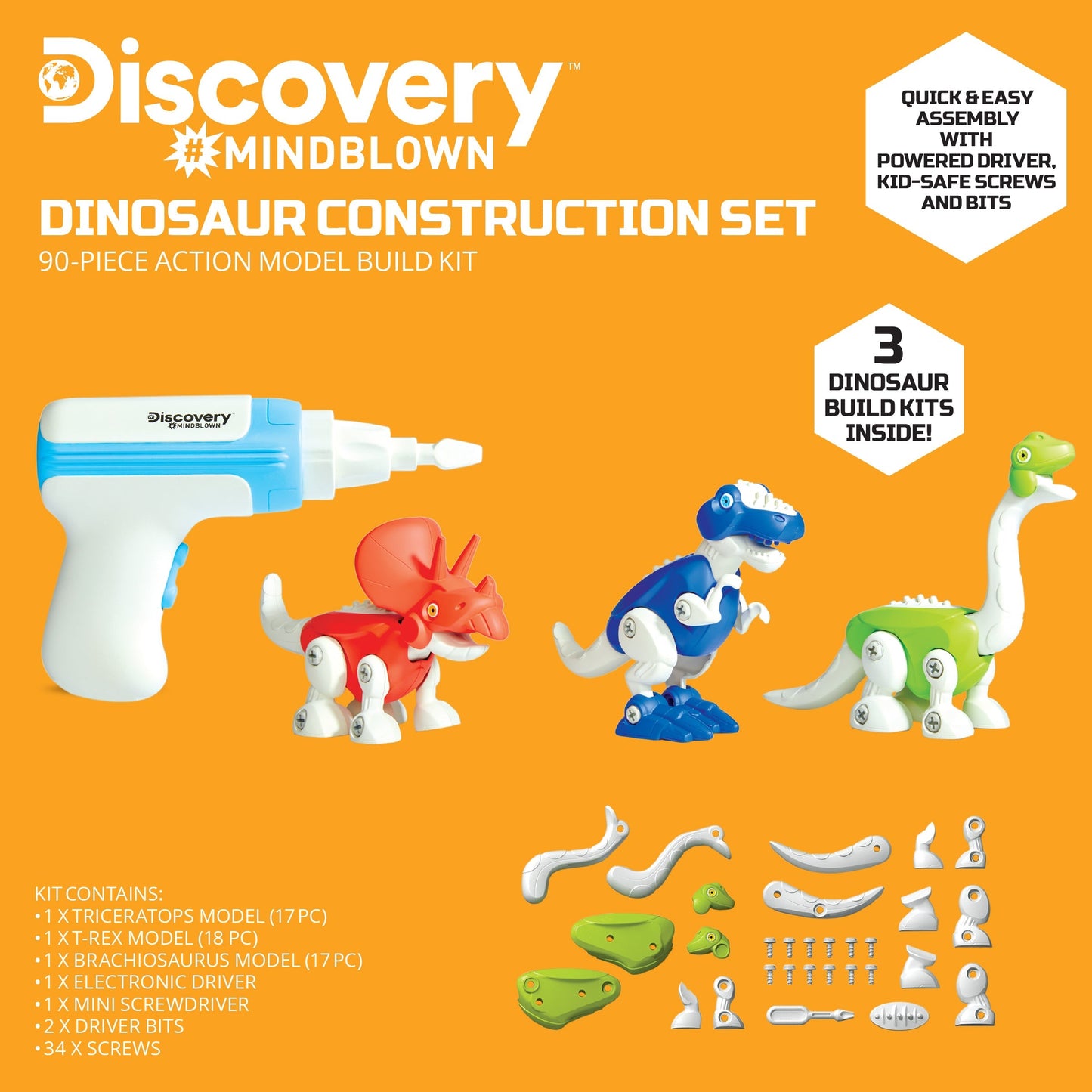 Dinosaur Construction Action Model Build Kit - 90 Pieces