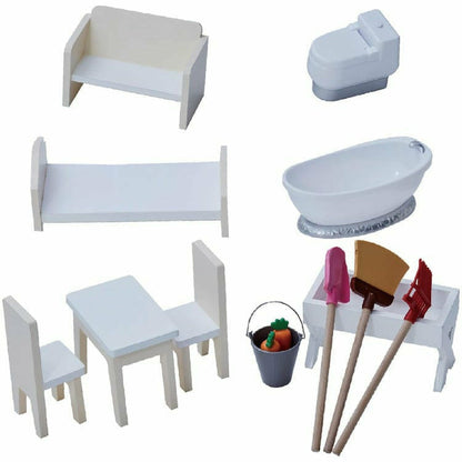 Dreamland Farm House Dollhouse - White / Grey