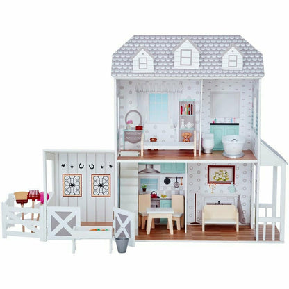 Dreamland Farm House Dollhouse - White / Grey