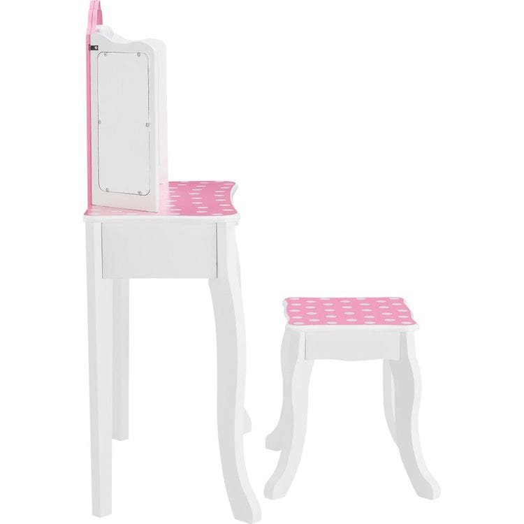 Fantasy Fields Gisele Polka Dot Kids Vanity Table & Stool with LED