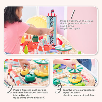 Florida Amusement Park Wooden Activity Table with 6 Mini-Games