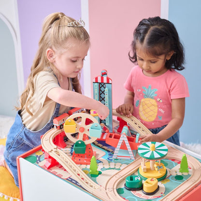 Florida Amusement Park Wooden Activity Table with 6 Mini-Games