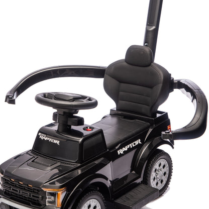 Ford Raptor 3-in-1 Push Ride On Toy Car - Black