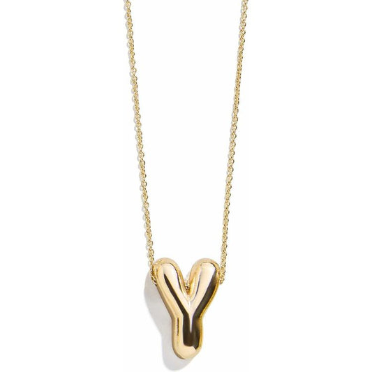 Gold Bubble Initial Necklace - Y