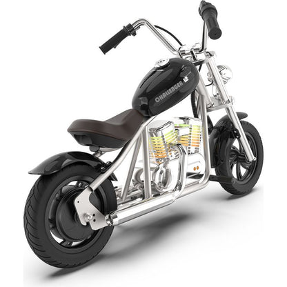 Hyper Gogo Challenger 12 Plus Kids Motorcycle with App - Black