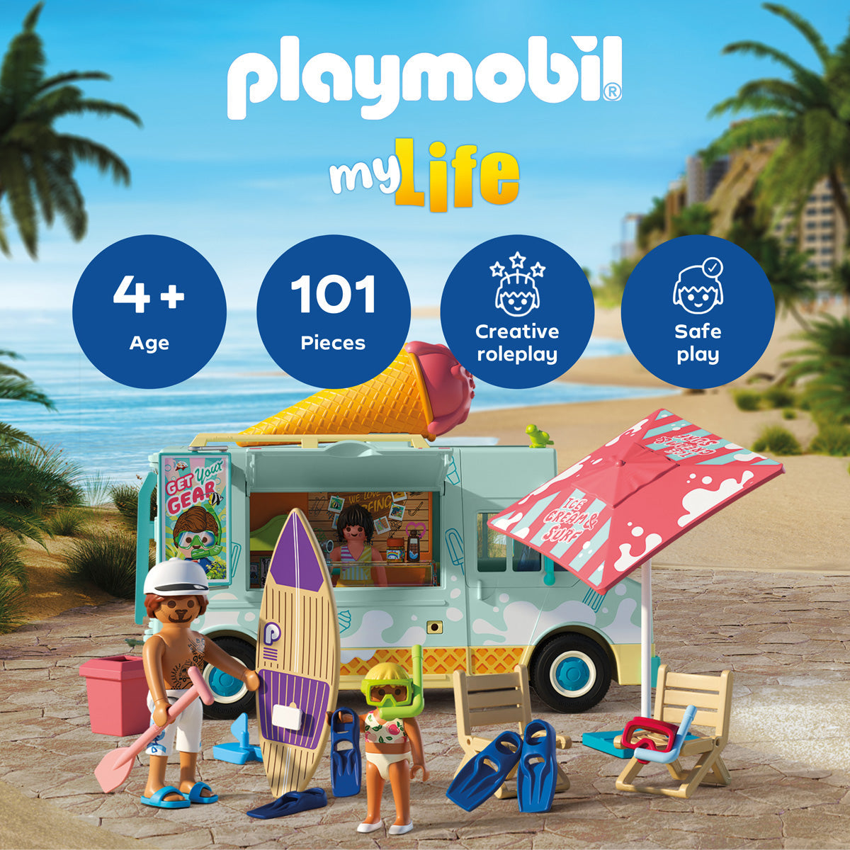 Ice Cream Truck with Surf Shop Playset