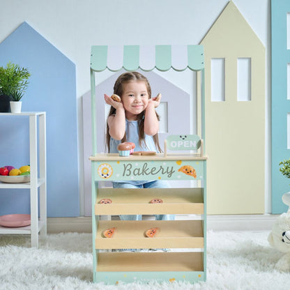 Jolly Pals Wooden Bakery Stand with 12 Pastry Pieces