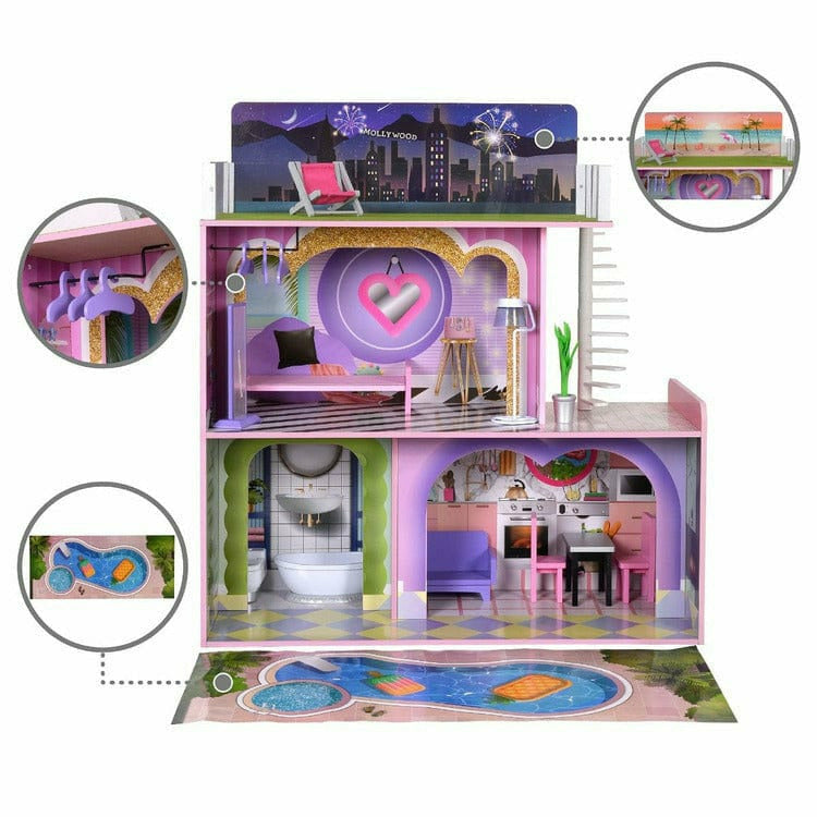 Kids Dreamland Sunset 3-Level Dollhouse Set for 12" Dolls