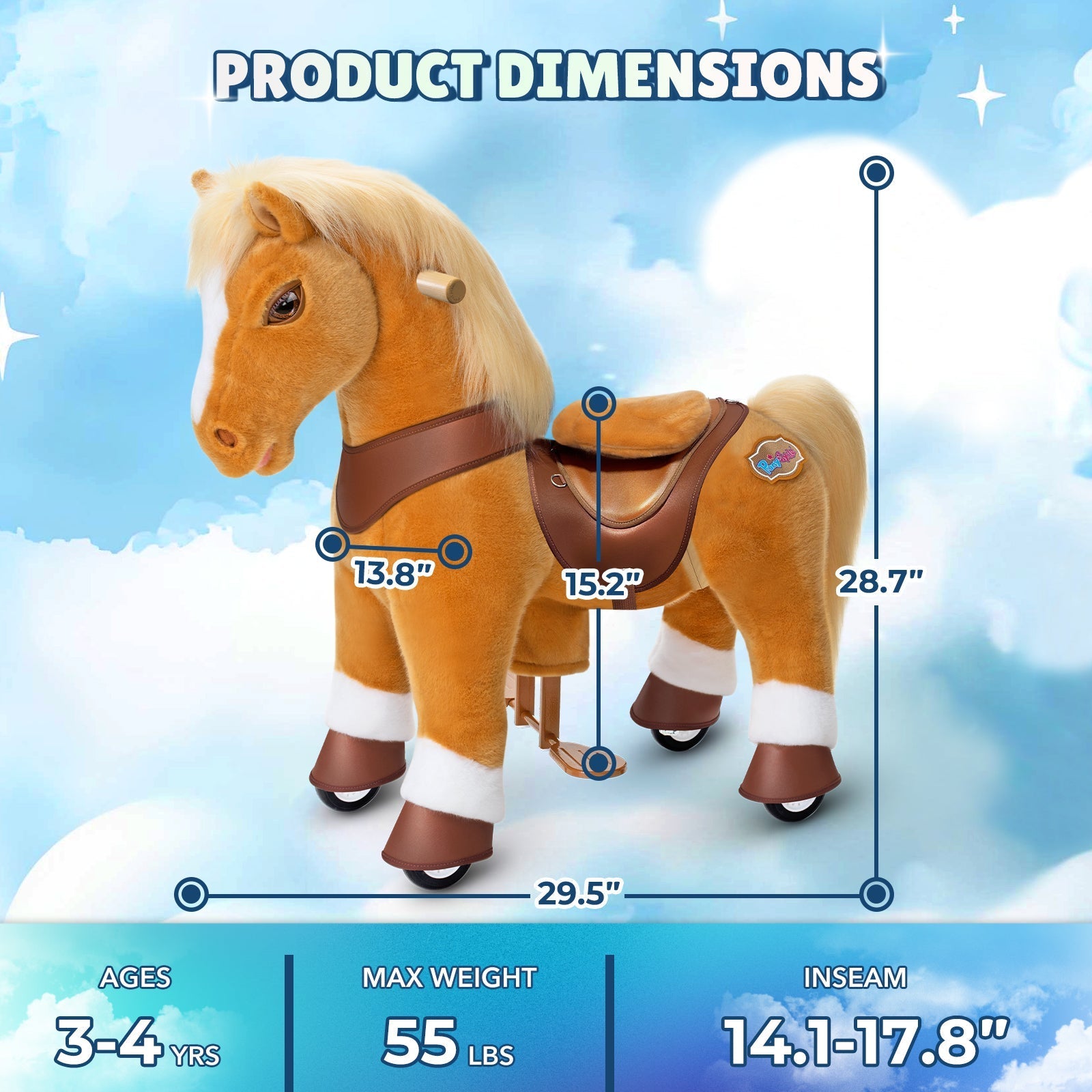 Light Brown Horse Model Y Ride on Toy - Age 3-4 Years