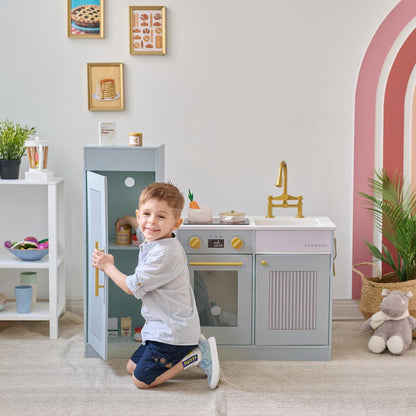 Little Chef Chester Wooden Play Kitchen with Large Fridge & Sink - Blue