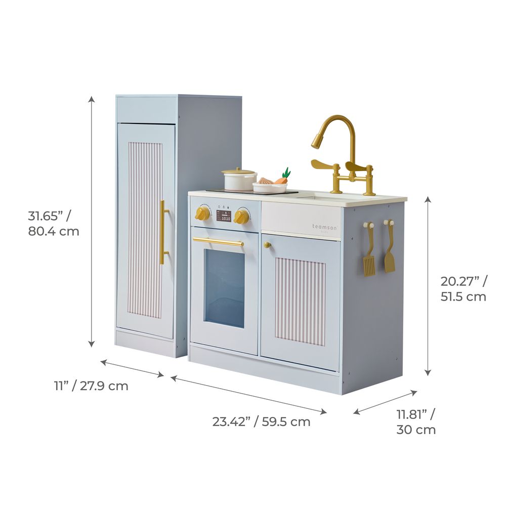 Little Chef Chester Wooden Play Kitchen with Large Fridge & Sink - Blue