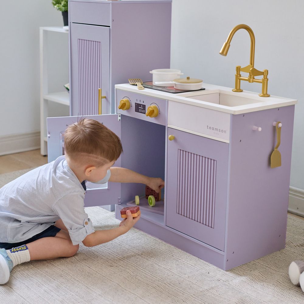 Little Chef Chester Wooden Play Kitchen with Large Fridge & Sink - Purple