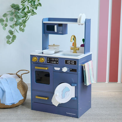 Little Chef Lake Tahoe Wooden Play Kitchen Washer & Mini Garden - Blue