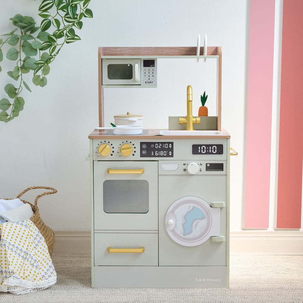 Little Chef Lake Tahoe Wooden Play Kitchen Washer & Mini Garden - Pink