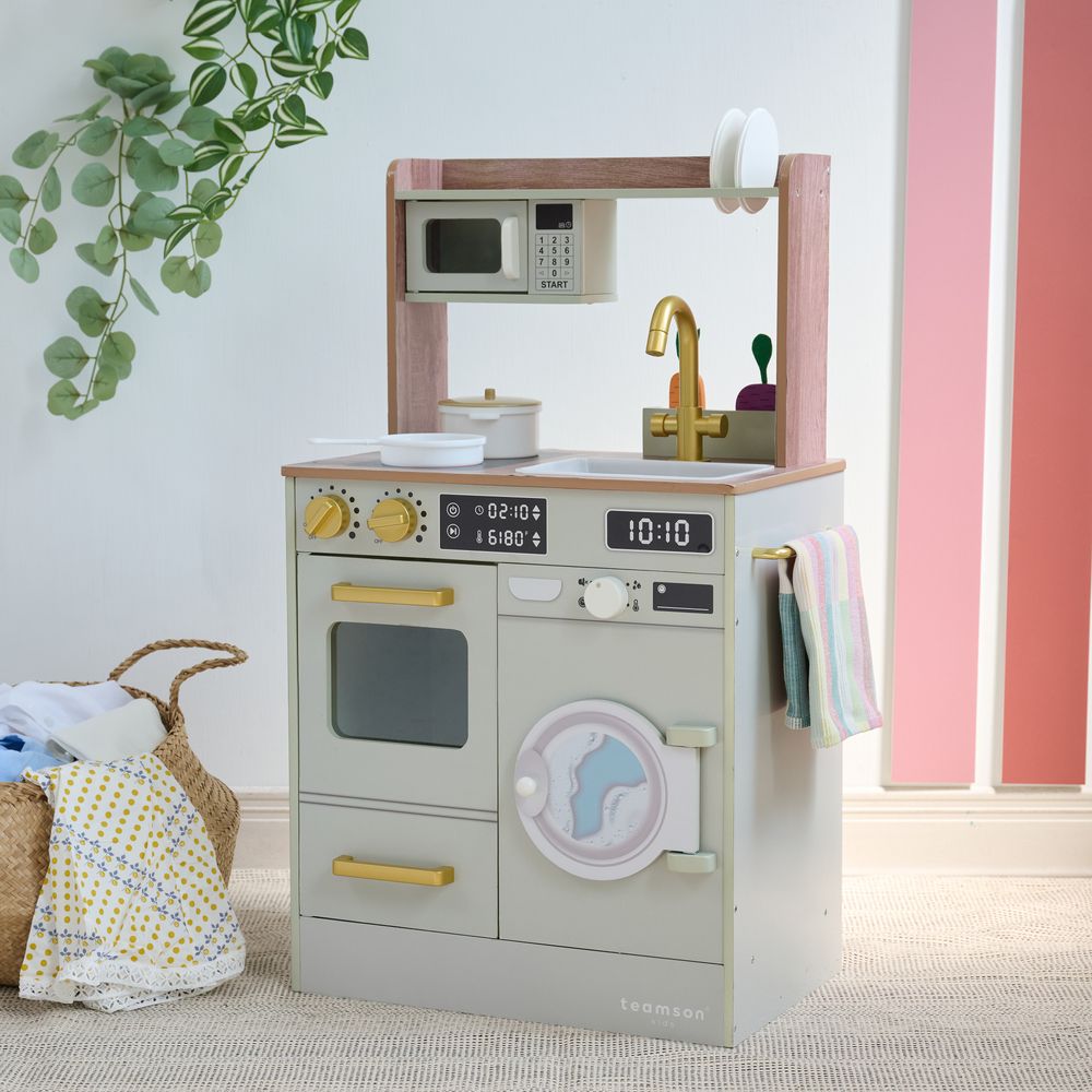 Little Chef Lake Tahoe Wooden Play Kitchen Washer & Mini Garden - Pink