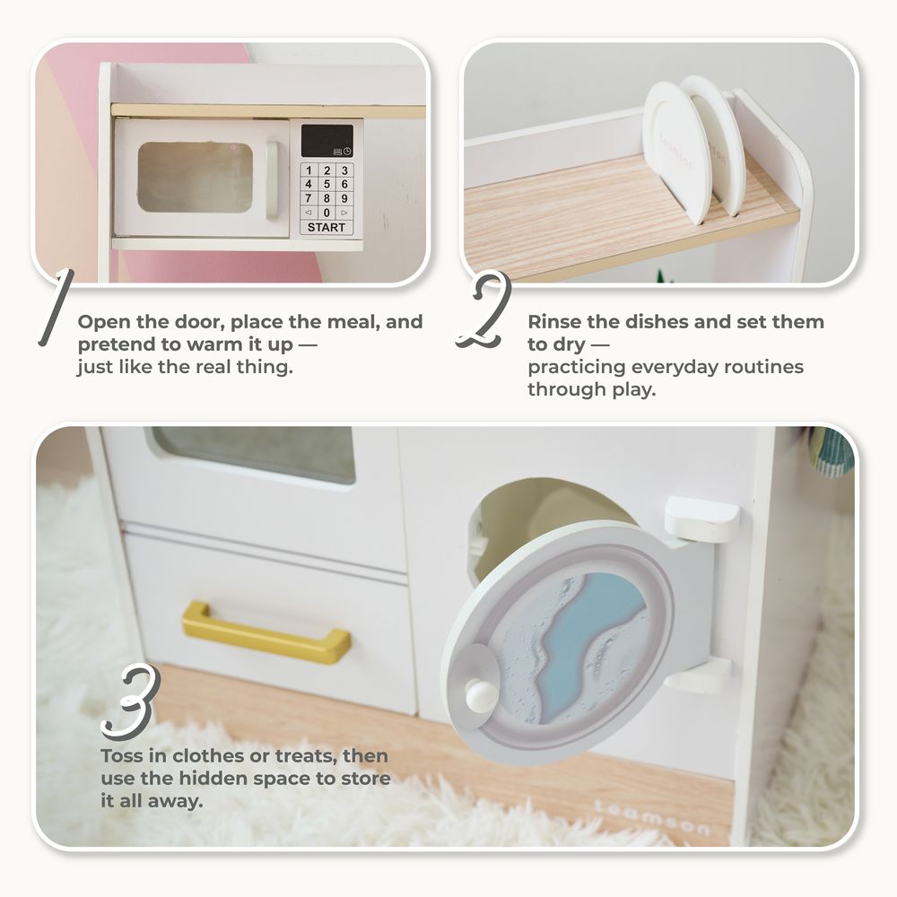 Little Chef Lake Tahoe Wooden Play Kitchen Washer & Mini Garden - White