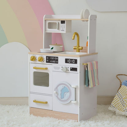Little Chef Lake Tahoe Wooden Play Kitchen Washer & Mini Garden - White
