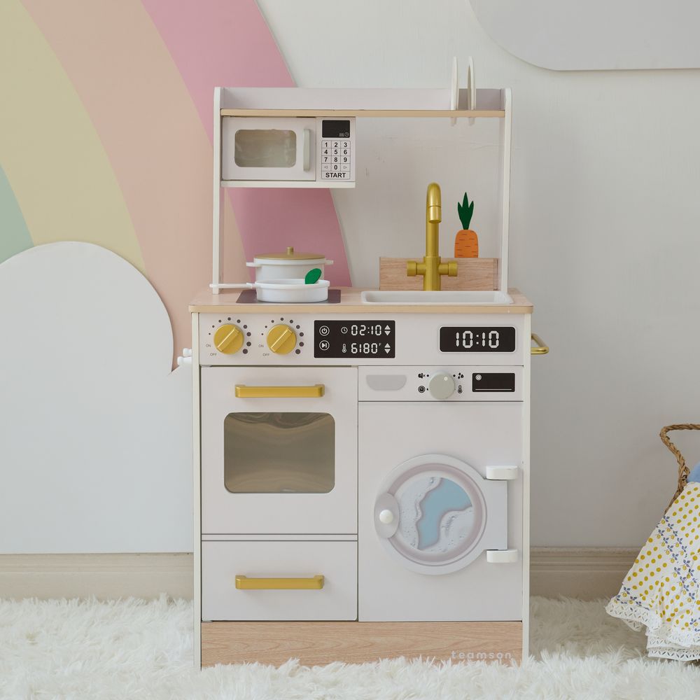 Little Chef Lake Tahoe Wooden Play Kitchen Washer & Mini Garden - White