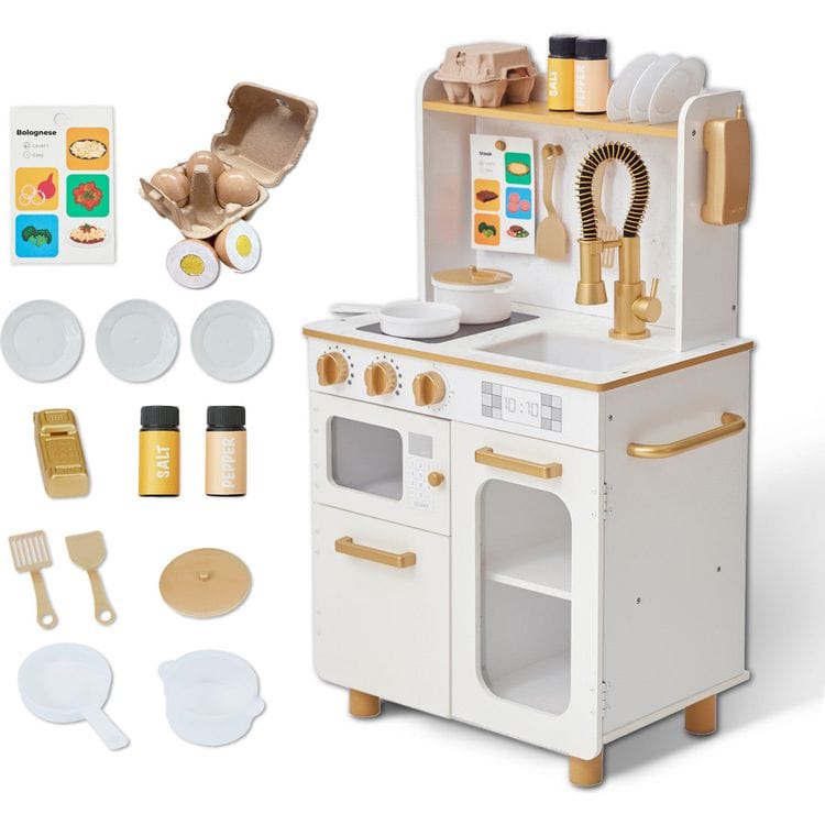 Little Chef Memphis Play Kitchen + Accessories - White/Gold