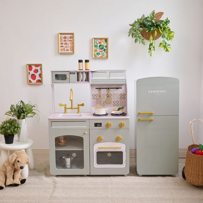 Little Chef Normandy Wooden Play Kitchen with Modular Fridge & Sink - Grey