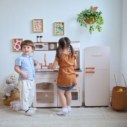 Little Chef Normandy Wooden Play Kitchen with Modular Fridge & Sink - Pink