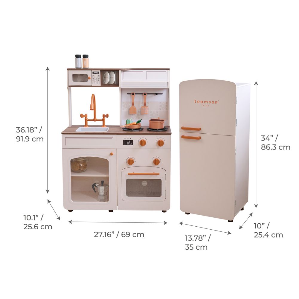 Little Chef Normandy Wooden Play Kitchen with Modular Fridge & Sink - Pink